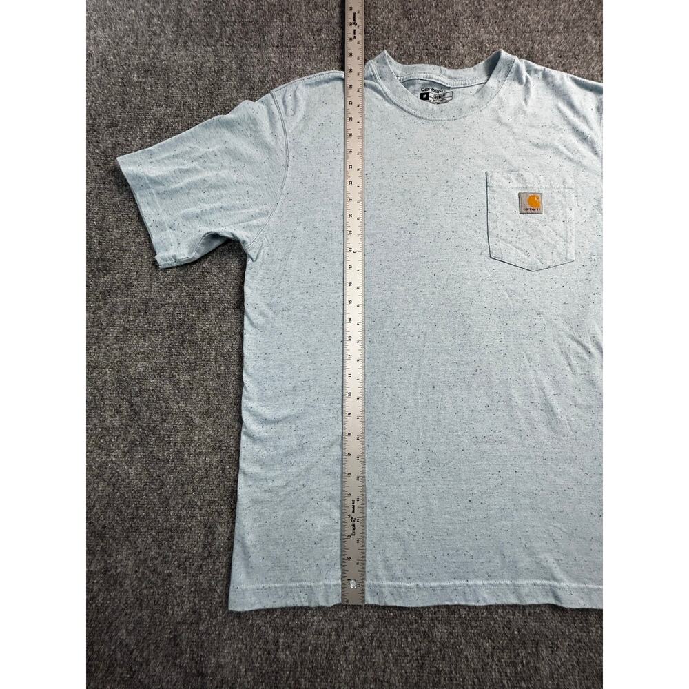 Carhartt Loose Fit Pocket T-Shirt Men's Medium Light Blue Speckled Logo Tee - Picture 5 of 6